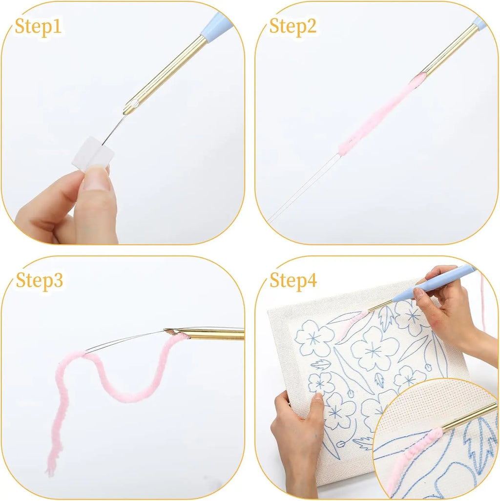 Punch Needle Embroidery Kit for Beginners Pomegranate Pattern DIY Craft Set with Fabric Yarn and Tools for Home Wall Decor Gift