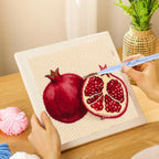 Punch Needle Embroidery Kit for Beginners Pomegranate Pattern DIY Craft Set with Fabric Yarn and Tools for Home Wall Decor Gift