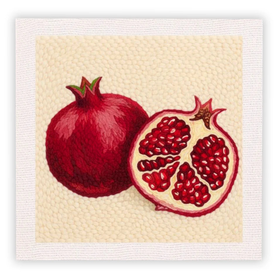 Punch Needle Embroidery Kit for Beginners Pomegranate Pattern DIY Craft Set with Fabric Yarn and Tools for Home Wall Decor Gift